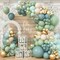 Dusty Blue & Sage Green Balloon Garland Kit (122pcs) – Pastel Olive, Slate Blue, Beige & Metallic Gold Confetti Balloons for Boho Birthday, Wedding, Baby Shower & Party Decorations